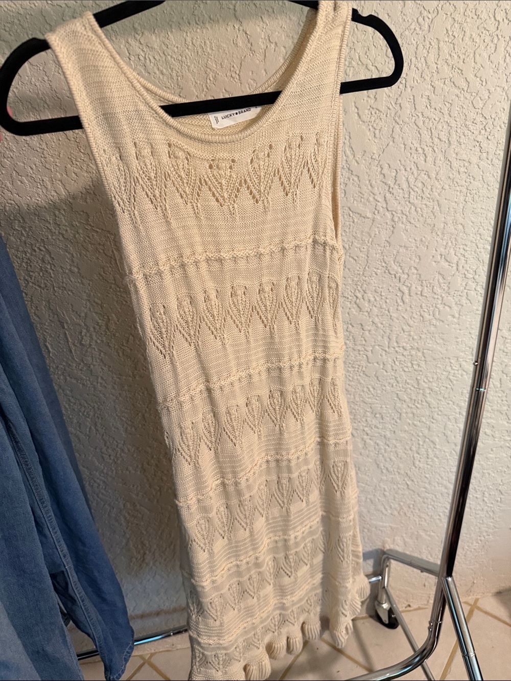 Lucky Brand Cream Sleeveless Knit Midi Dress